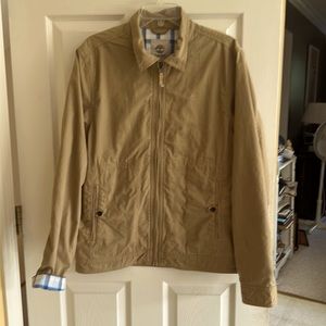 Men’s Timberland Tan Blue Plaid spring  jacket coat size M